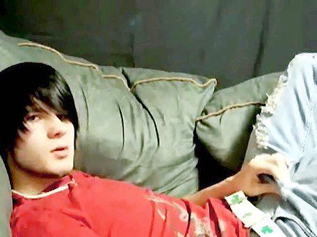 Amateur gay in stockings saddles a toy and jerks off